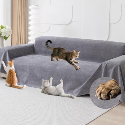 Cat Scratch Furniture Protector - Anti-Slip, Waterproof Sofa Cover to Keep Cats Off, Pet-Friendly Couch Protectors for 3 Cushion Couch, Gray Anti-Scratch Couch Cover for Pets and Kids