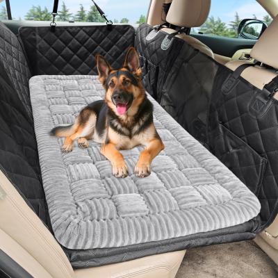 Dog Car Bed Mat, Non-Slip Backseat Extender Pet Blanket, Plaid Dog Bed for SUVs, Sedans & Trucks, Chew-Resistant Travel Pad for Dogs, Easy Clean & Scratch-Proof & Comfort Light Gray